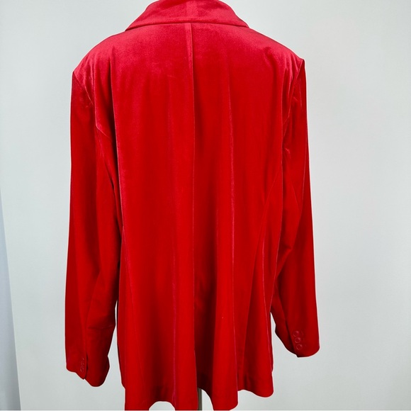 Lane Bryant Red Velvet Two Button Stretch Blazer Size 24 - Picture 11 of 14